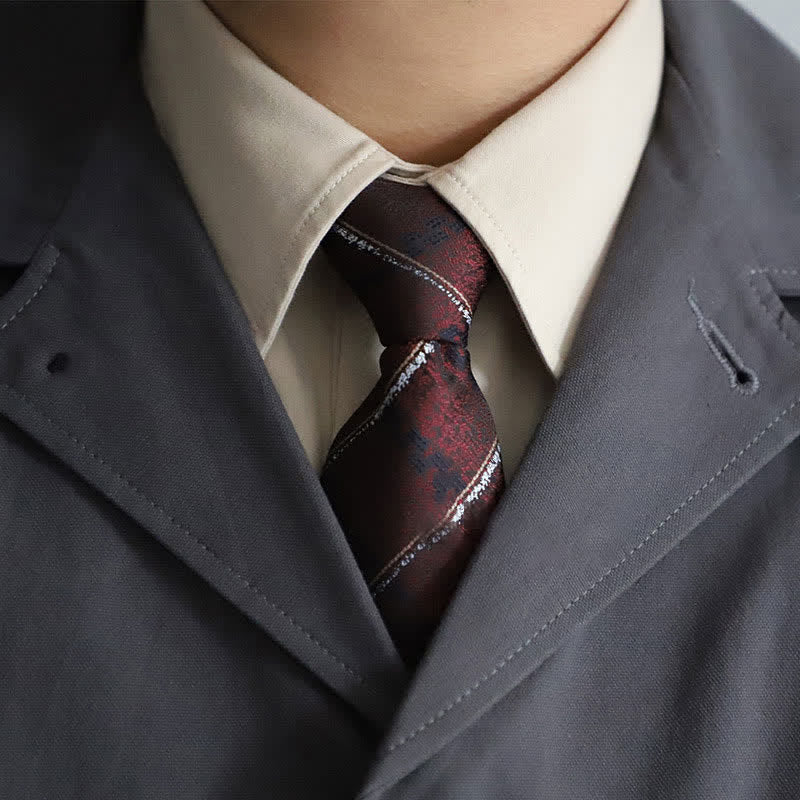 Cravate élégante à fermeture éclair pour homme, motif cachemire rayé
