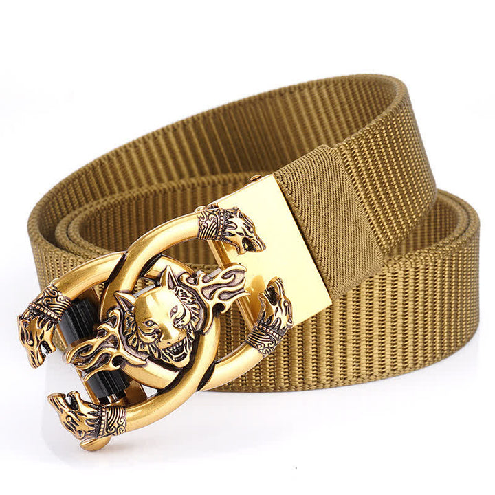 Ceinture en nylon pour homme avec loups féroces en flammes