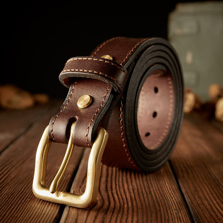 Ceinture en cuir vintage à boucle simple pour homme