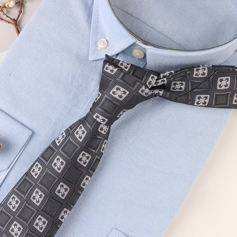 Cravate à motifs floraux géométriques vintage pour homme 