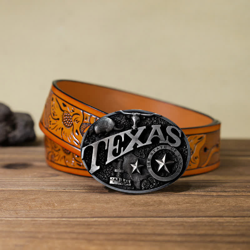 Ceinture en cuir à boucle Texas State Heritage Attitude pour homme