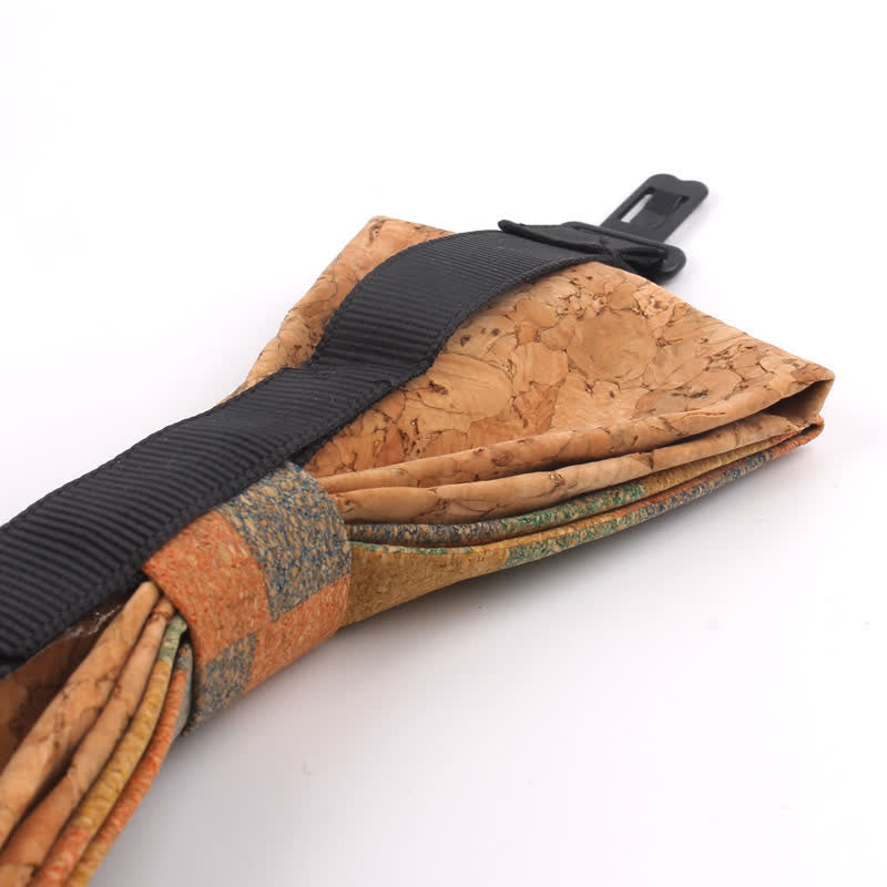 Nœud papillon multicolore à imprimé géométrique en grain de bois pour homme