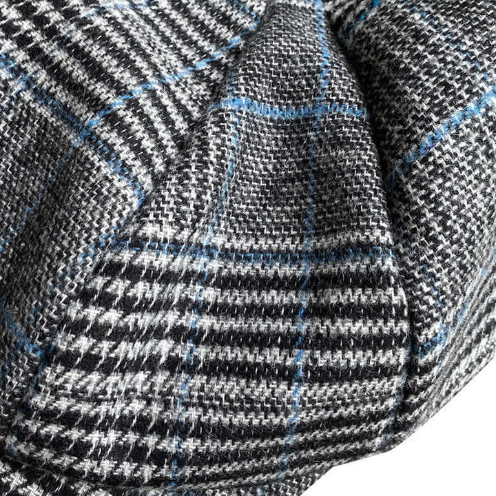 Casquette béret octogonale à carreaux gris et bleu Newsboy