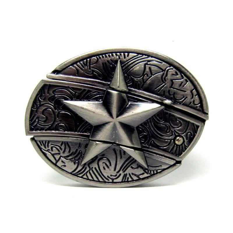 Ceinture en cuir pour homme avec pentagramme et couteau pliant
