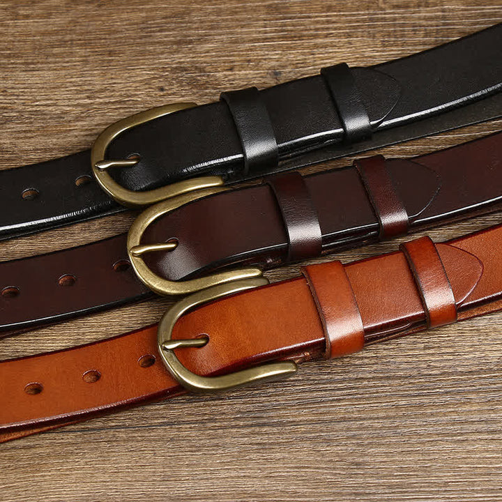 Ceinture décontractée en cuir lisse et brillant pour homme