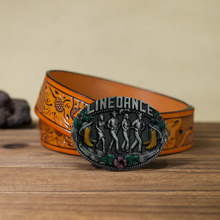 Ceinture en cuir à boucle pour danse en ligne western pour homme