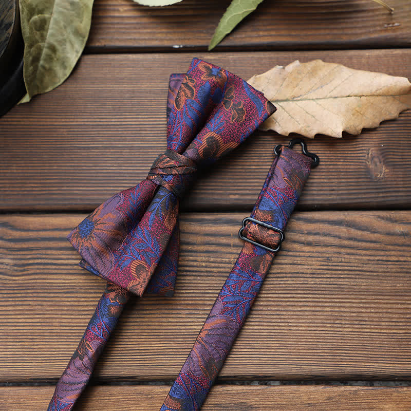 Nœud papillon à rayures florales pour homme