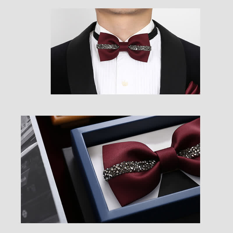 Nœud papillon de marié à chaîne brillante pour homme