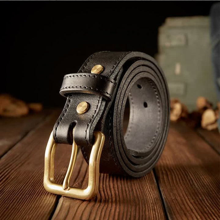 Ceinture en cuir vintage à boucle simple pour homme