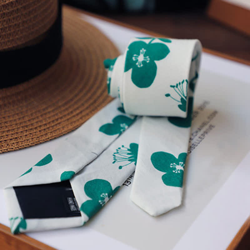 Cravate fine élégante à motif floral pour homme