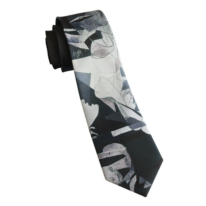 Cravate pour homme avec peinture d'art noire Guernica