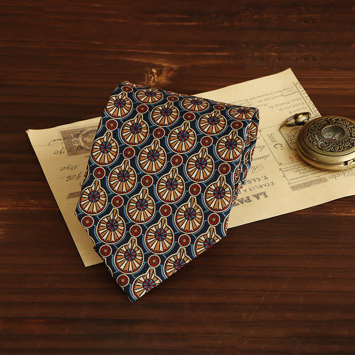Cravate de luxe à motif géométrique médaillon pour homme - Bleu et rouge - image 4