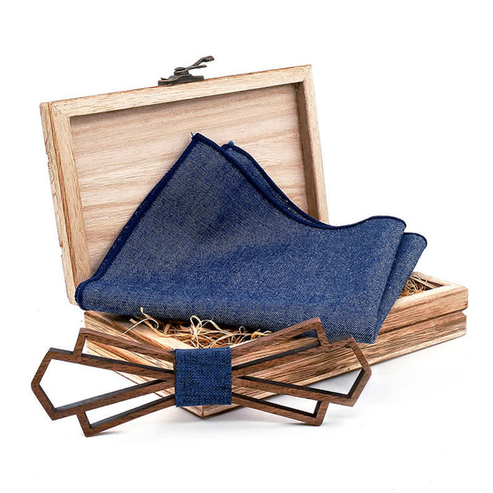 Lot de 2 noeuds papillon fantaisie creux en bois pour homme