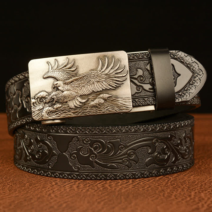 Ceinture en cuir pour homme avec ailes déployées en forme d'aigle
