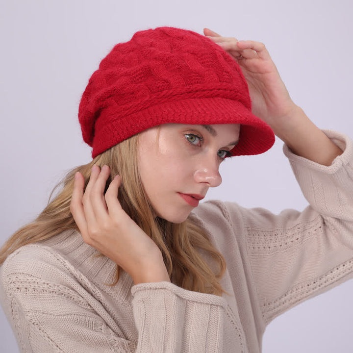Bonnet à visière ample avec doublure moelleuse pour femme
