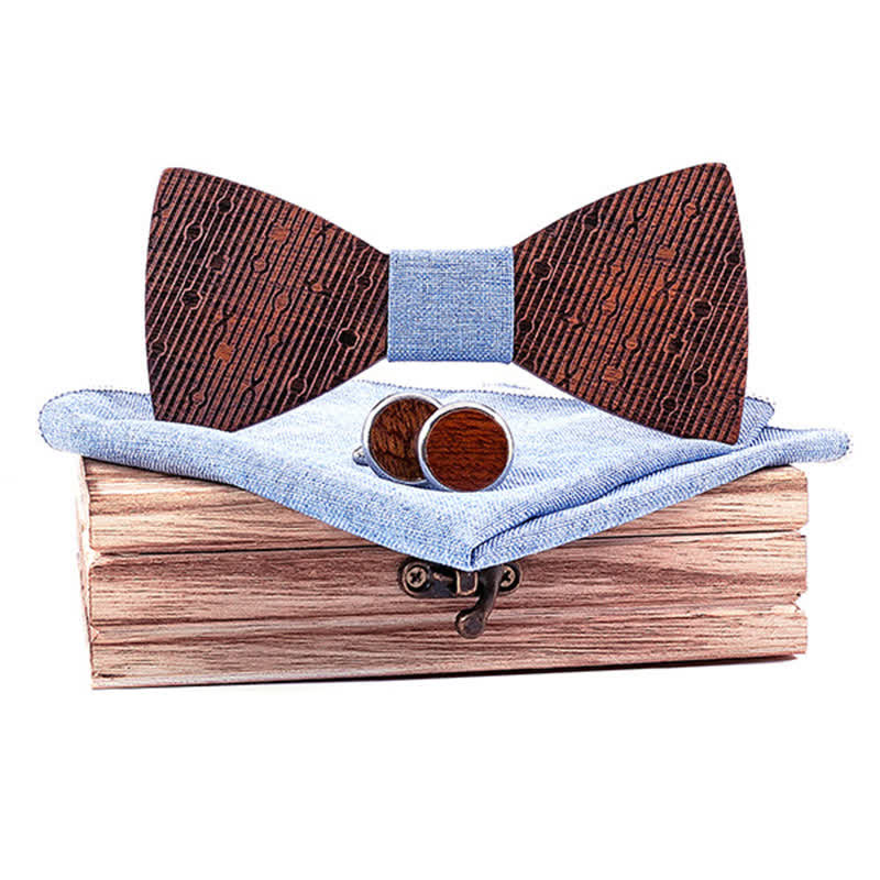 Lot de 3 nœuds papillon en bois en forme de feuilles creuses pour homme
