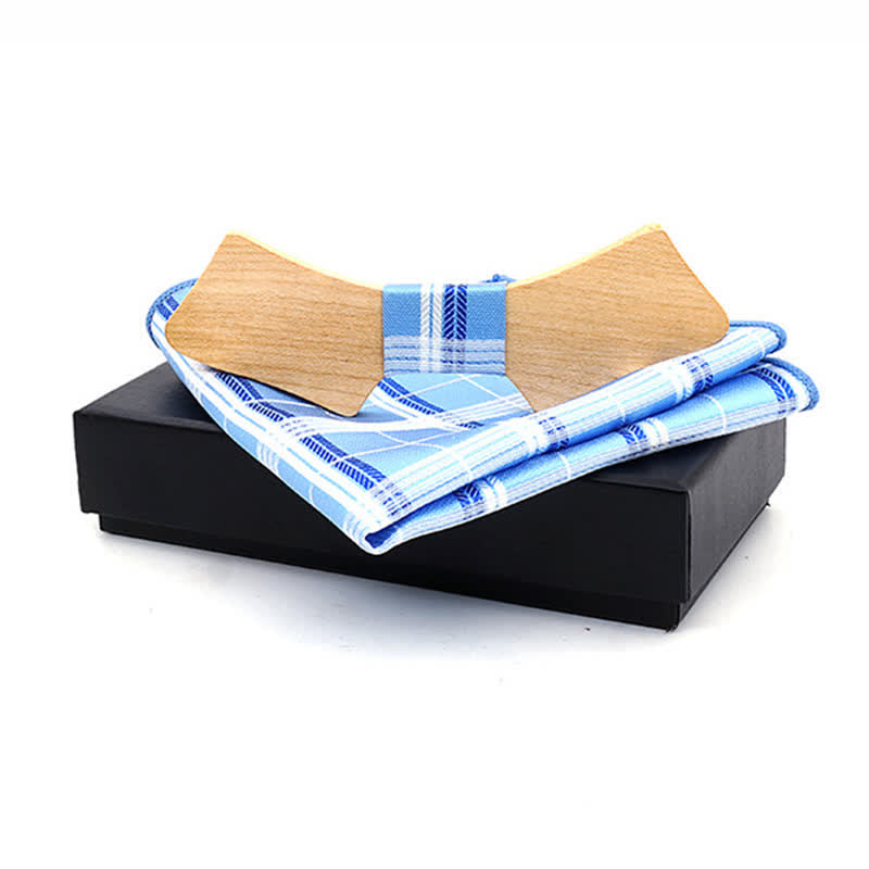 Lot de 2 noeuds papillon en bois en forme de col pour homme
