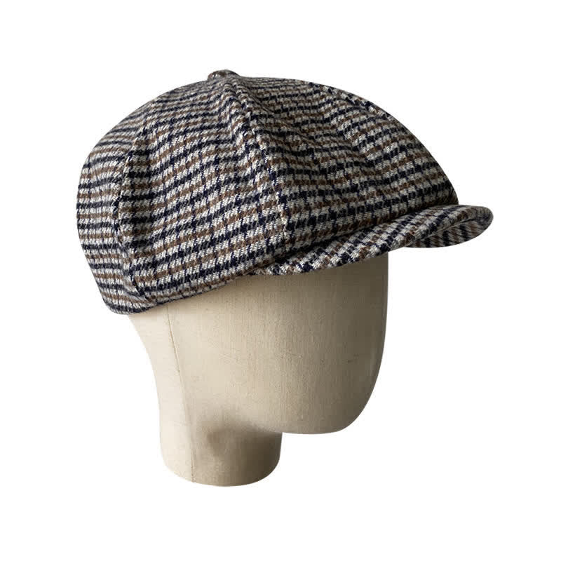 Casquette béret gavroche à carreaux pied-de-poule