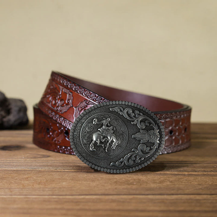 Ceinture en cuir à boucle pour homme avec boucle pour équitation tout-terrain