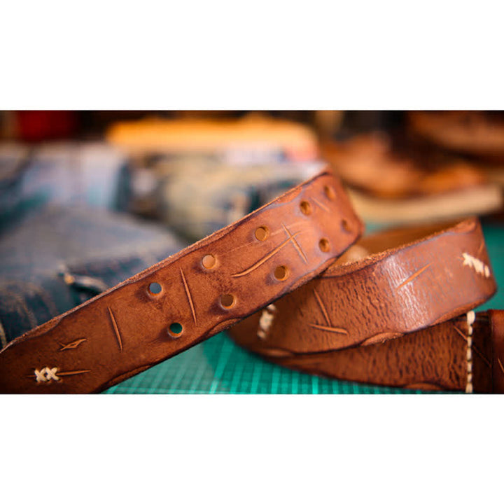 Ceinture large en cuir à double boucle pour homme