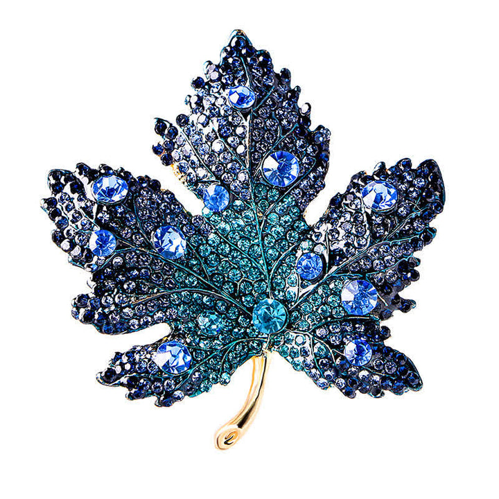 Broche feuille d'érable en cristal strass pour femme