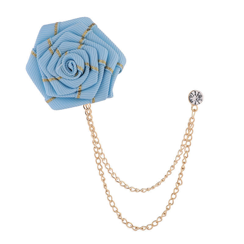 Charmante broche à chaîne en forme de rose florale pour homme