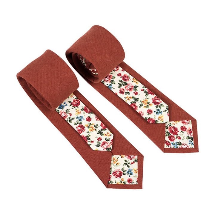 Cravate patchwork florale à carreaux pour homme - Briques réfractaires - image 10