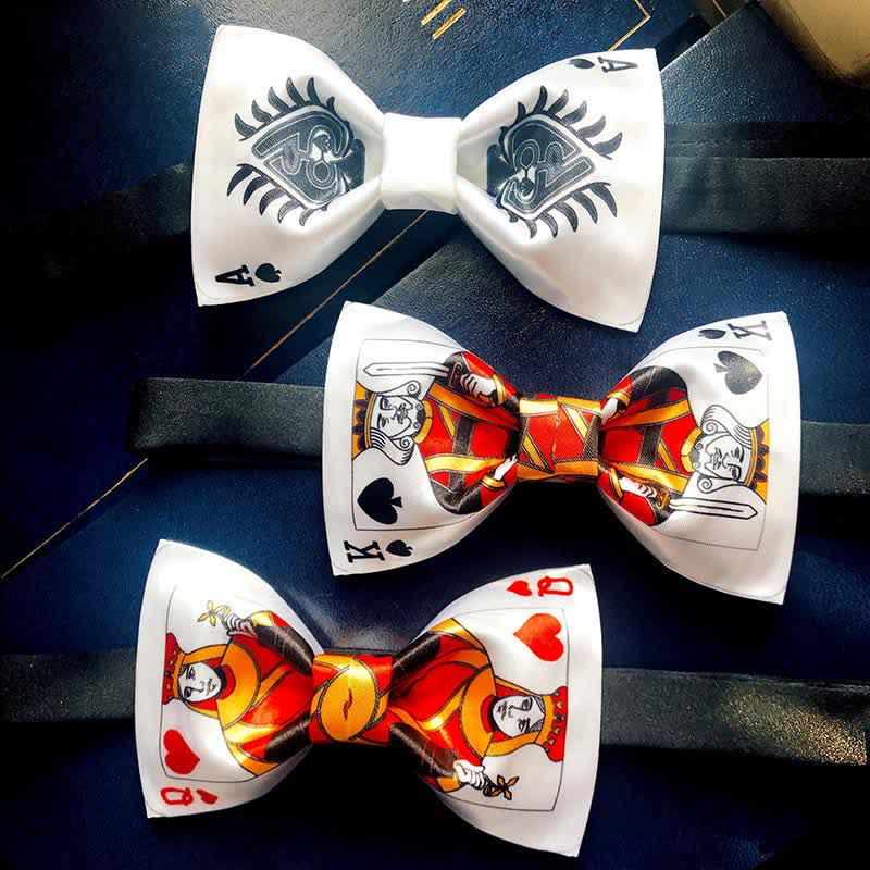 Nœud papillon pour homme avec motif cœur et pique de poker