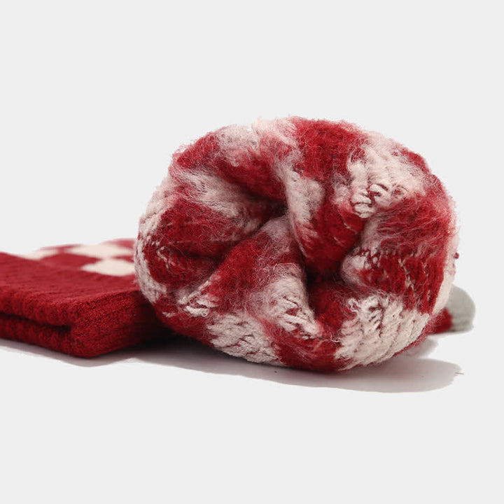 Ensemble de 3 pièces unisexe à carreaux en damier avec bonnet, écharpe et gants