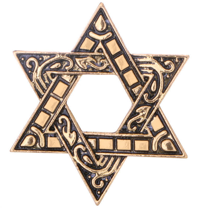 Broche pour homme en forme d'étoile de David sculptée