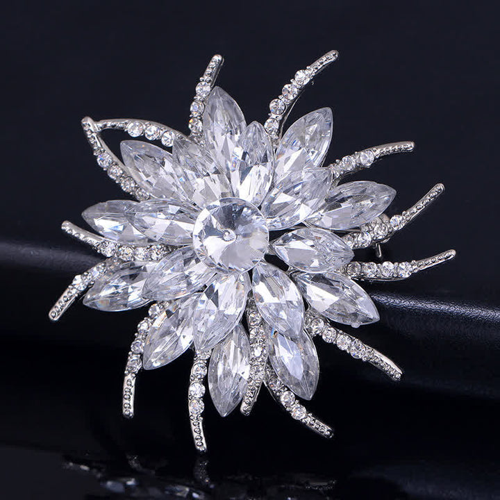 Broche classique en cristal pour femme avec fleur