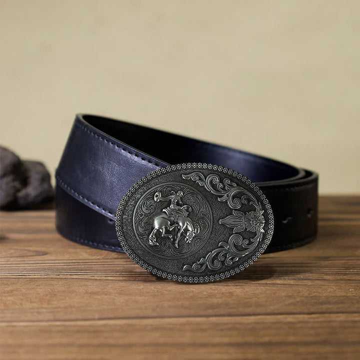 Ceinture en cuir à boucle pour homme avec boucle pour équitation tout-terrain