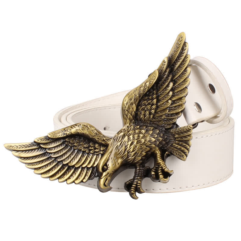 Ceinture en cuir à boucle pour homme avec motif d'aigle volant de grande taille