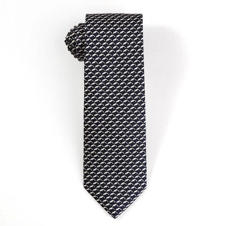 Cravate en pure soie à motifs d'animaux dansants pour homme - Baleine - Noir - image 20