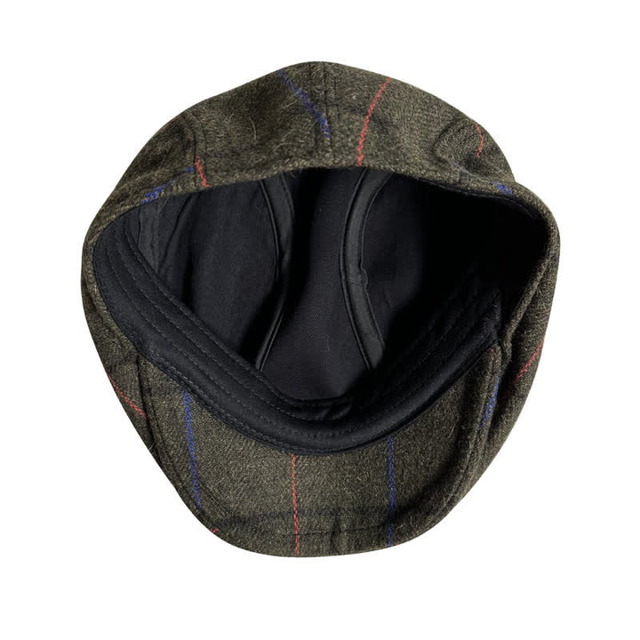 Casquette béret vintage à rayures bleu olive et orange