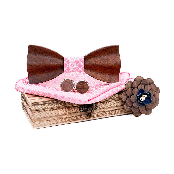 Lot de 4 noeuds papillon en bois de noyer noir pour homme