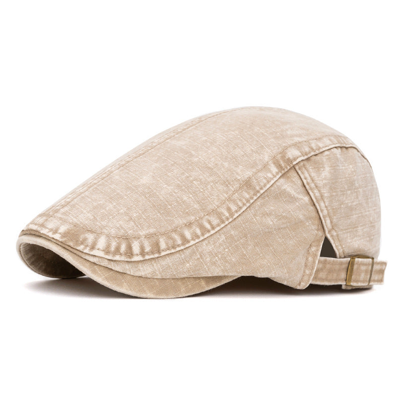 Béret en pur coton délavé de style britannique printemps et été - Kaki - Réglable (22"-24") - image 13