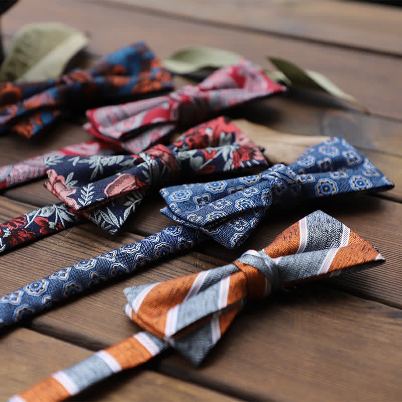 Nœud papillon à rayures florales pour homme