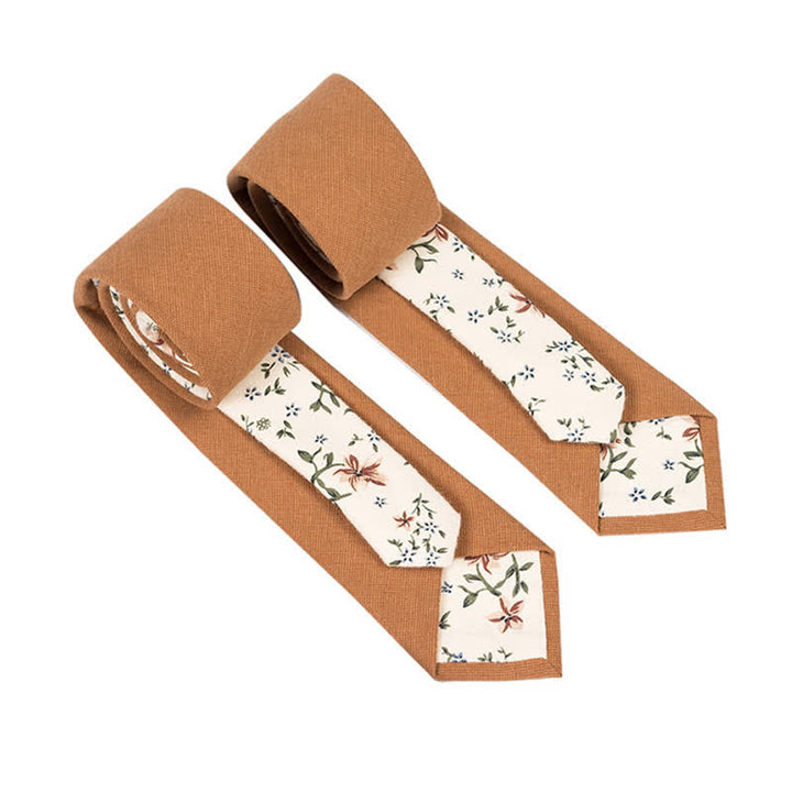 Cravate patchwork florale à carreaux pour homme - SandyBrown - image 12