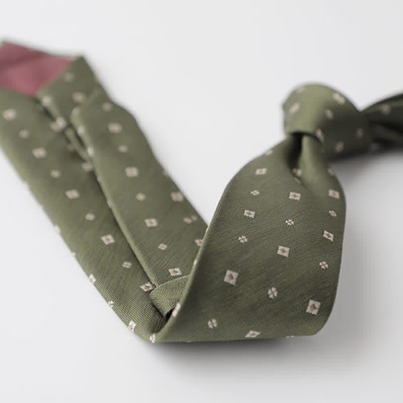 Cravate verte pour homme, motif printemps tranquille