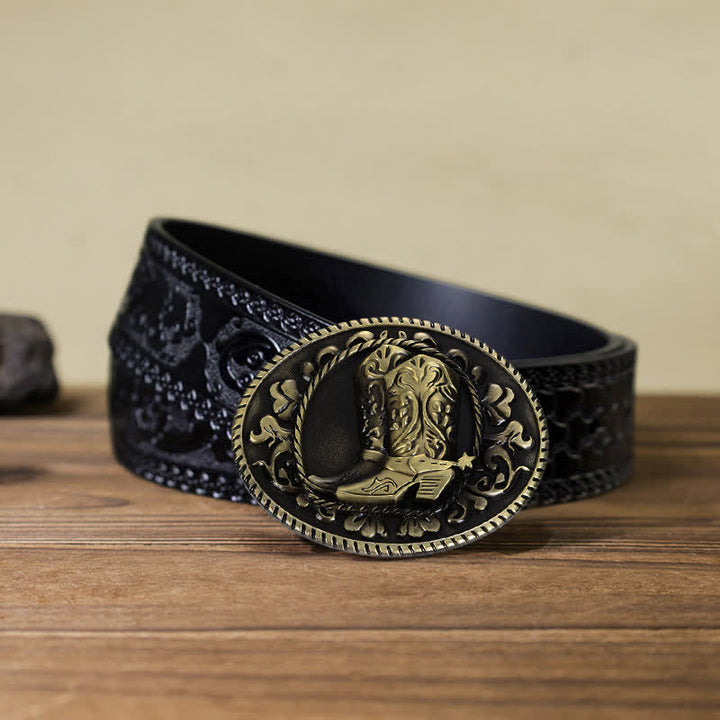 Ceinture en cuir à boucle pour bottes de cowboy DIY pour hommes