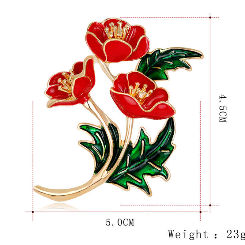 Broche unisexe en forme de bouquet de coquelicots