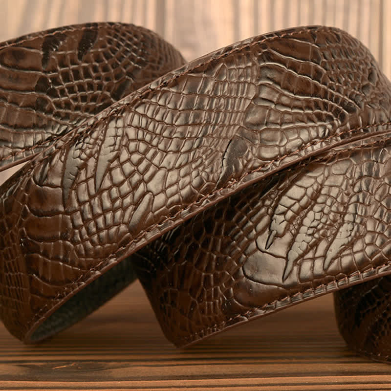 Ceinture en cuir pour homme avec motif crocodile et aigle sculpté