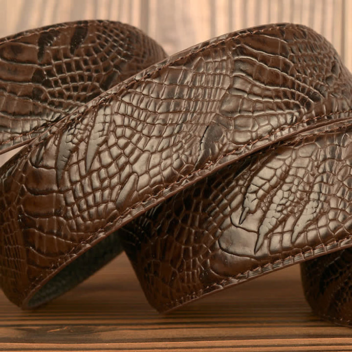 Ceinture en cuir pour homme avec motif crocodile et aigle sculpté