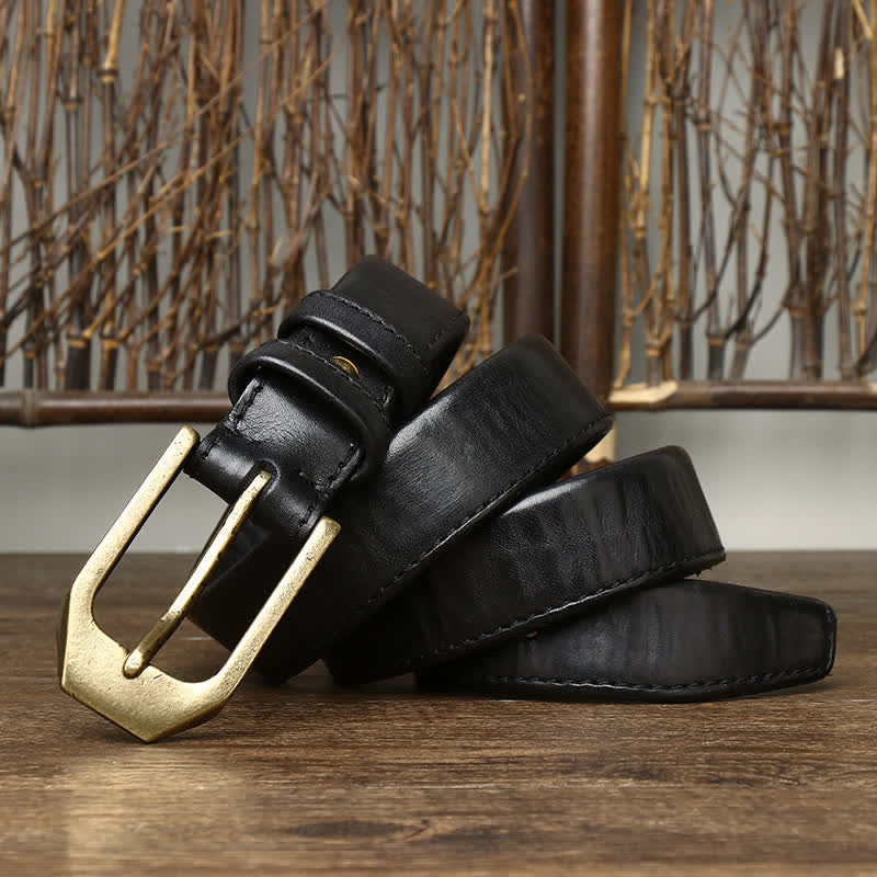 Ceinture en cuir brillant à boucle rectangulaire pour homme