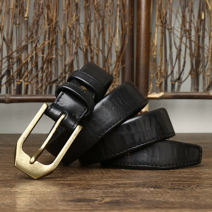 Ceinture en cuir brillant à boucle rectangulaire pour homme