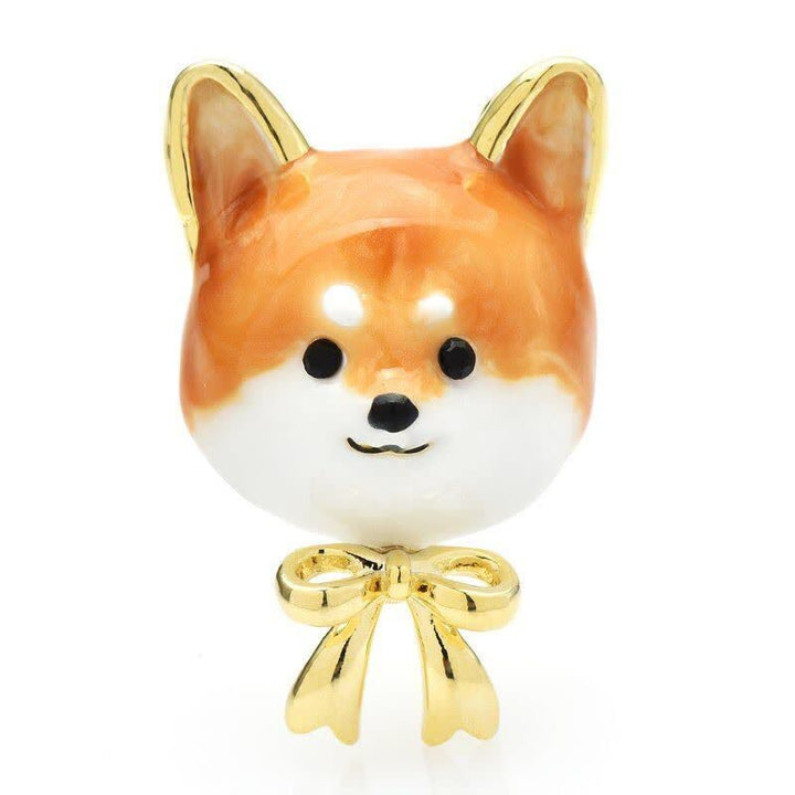 Broche unisexe en émail représentant un chien Shiba Inu
