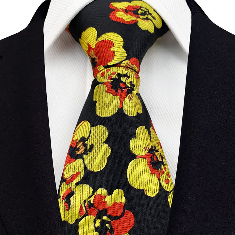 Cravate de luxe moderne à motif floral pour homme