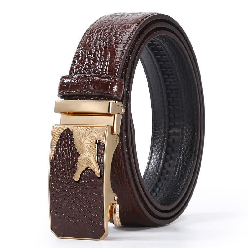 Ceinture en cuir à boucle automatique pour homme, motif crocodile
