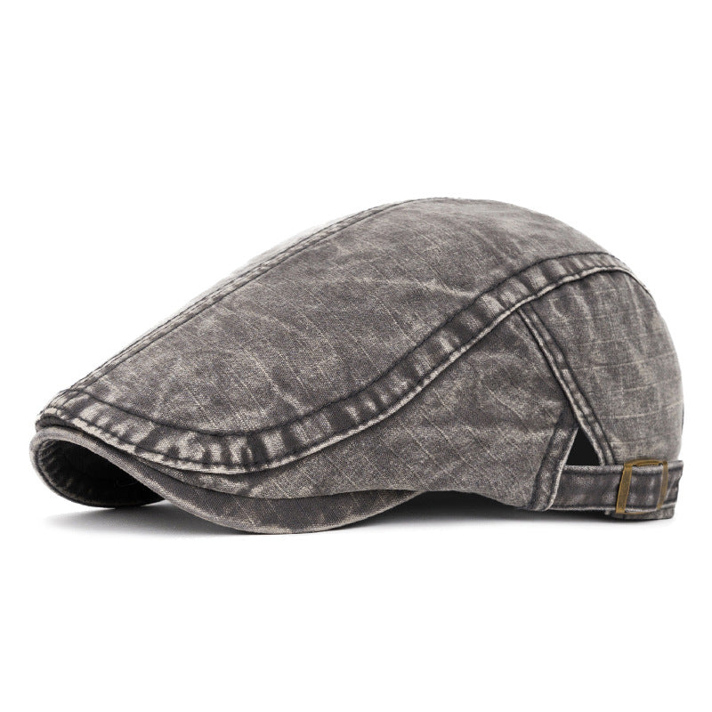 Béret en pur coton délavé de style britannique printemps et été - Gris foncé - Réglable (22"-24") - image 15